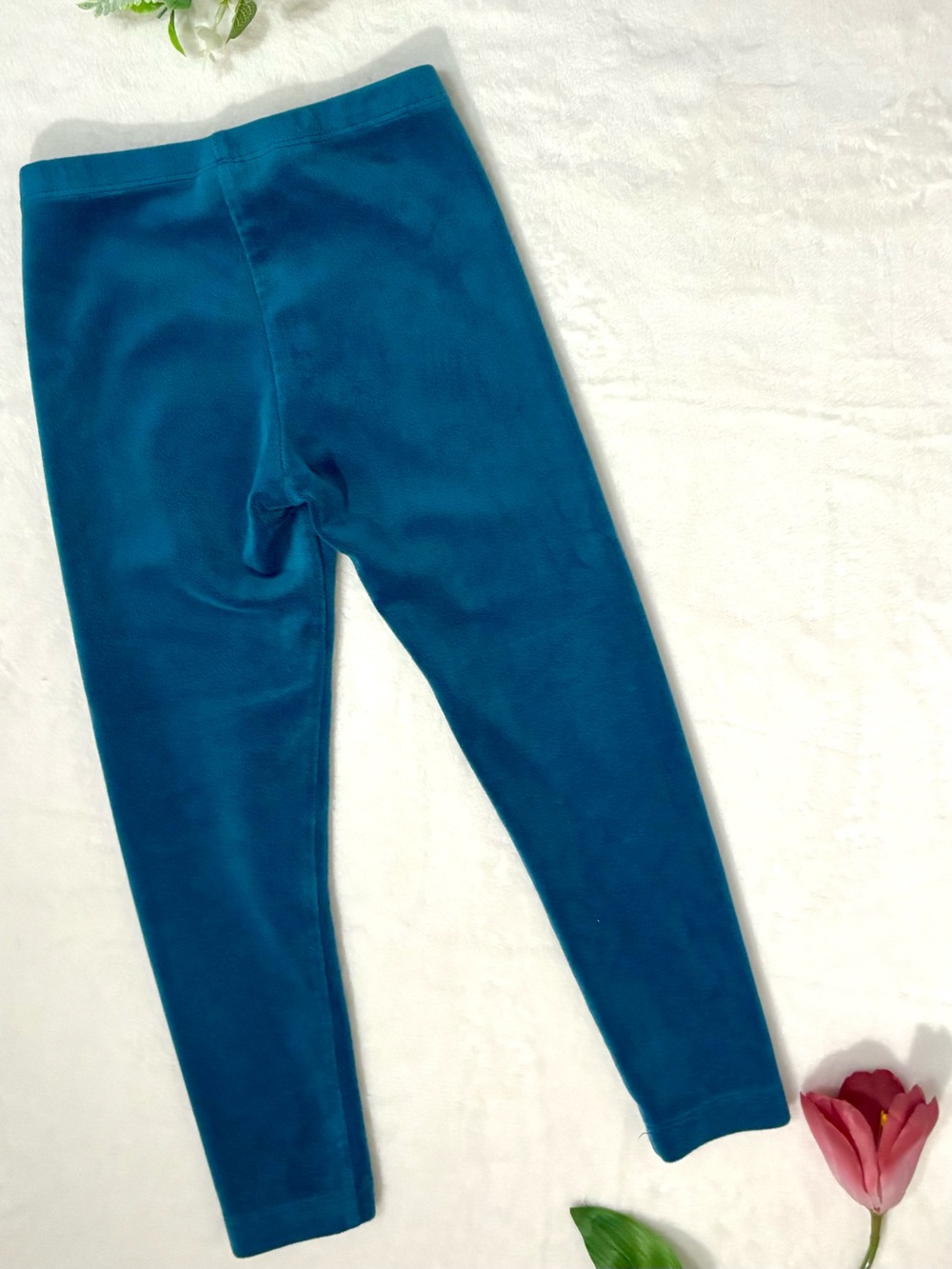 Tea Collection Girls Deep Teal Velour Leggings – Size 5 (Like New) - Picture 4 of 6